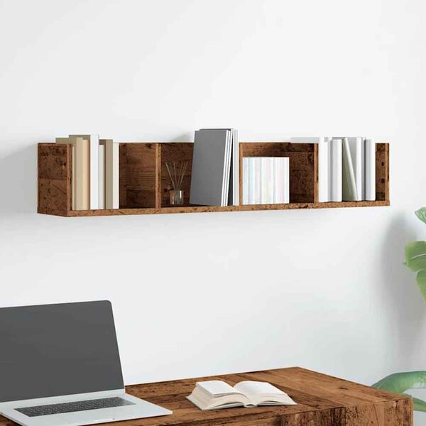 Ramona 100cm Wooden Wall Hung Shelving Unit - Brown