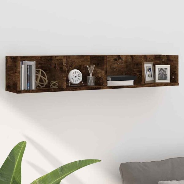 Ramona 100cm Wooden Wall Hung Shelving Unit - Smoked Oak