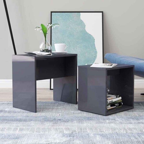 Ramona High Gloss Nesting Coffee Table - Grey