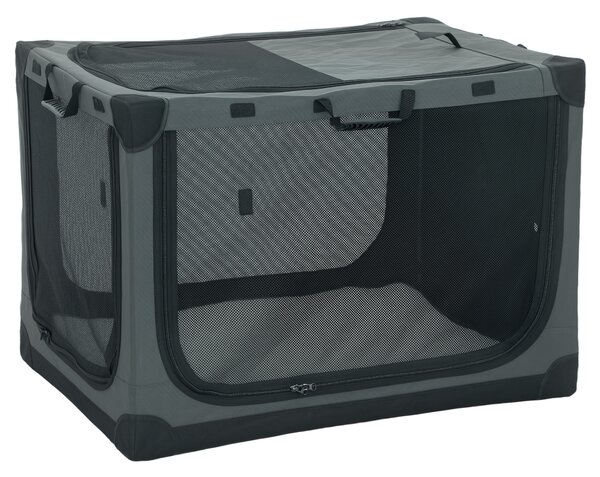 PawHut Soft Dog Crate Pet Travel Crate 90 x 64 x 64 cm with Removable Pad Mesh Window Army Green