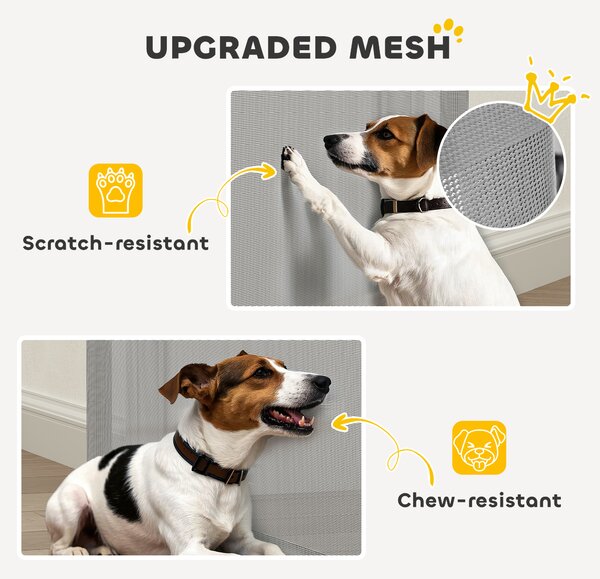 PawHut Retractable Dog Gate, Extends to 300 cm Wide & 104 cm Tall, Mesh Pet Gate Single Hand Operation, for Stairs Doorways
