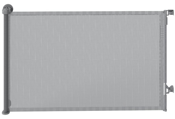 PawHut Retractable Dog Gate, Extends to 140 cm Wide & 93 cm Tall, Mesh Pet Gate with Single Hand Operation, for Stairs Doorways