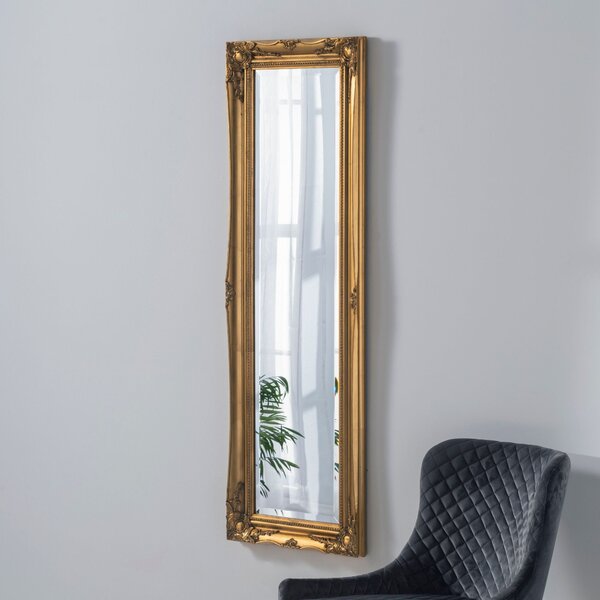 Yearn French Rectangle Narrow Full Length Wall Mirror Gold