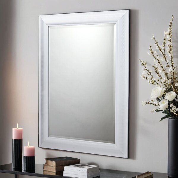 Yearn Textured Rectangle Wall Mirror White