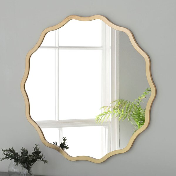 Yearn Wavy Round Wall Mirror Gold