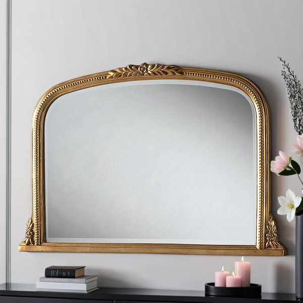 Yearn Beaded Arched Overmantel Wall Mirror Gold