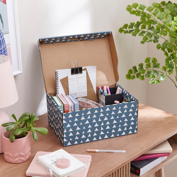 Foldable Geometric Storage Box Pacific Blue