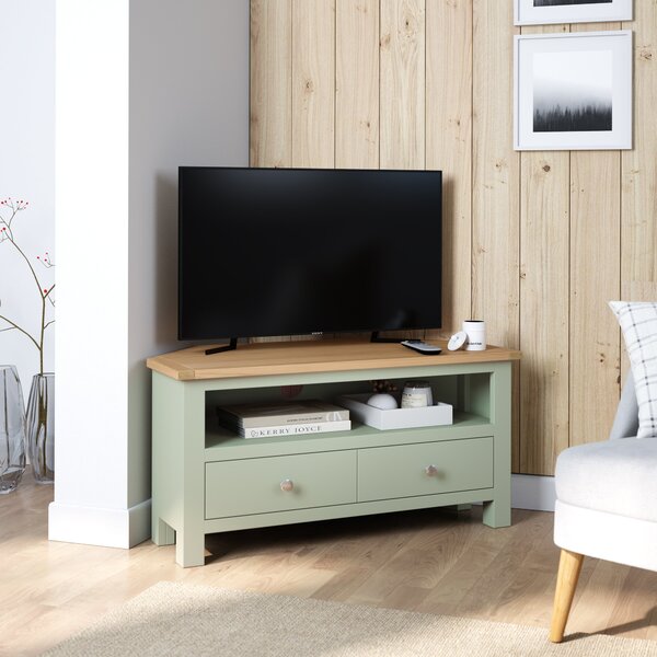 Bromley Corner TV Unit, Oak for TVs up to 40 Sage (Green)