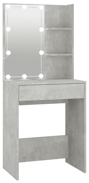 Dressing Table with LED Concrete Grey 60x40x140 cm