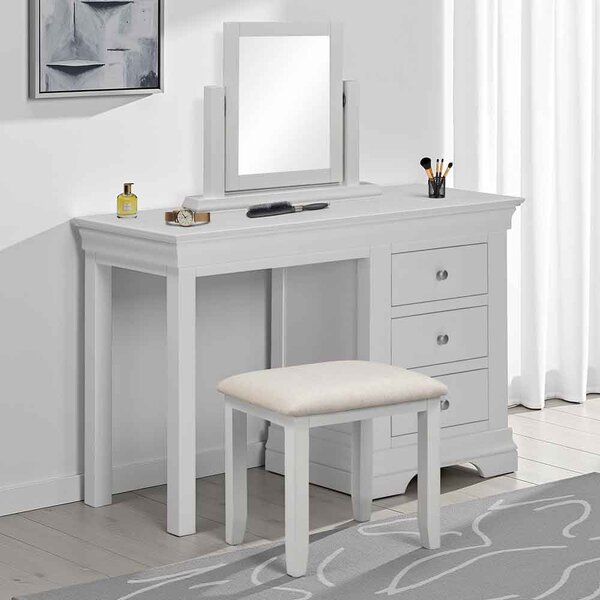 Cavara Wooden Dressing Table Set With 3 Drawers In Pebble Grey