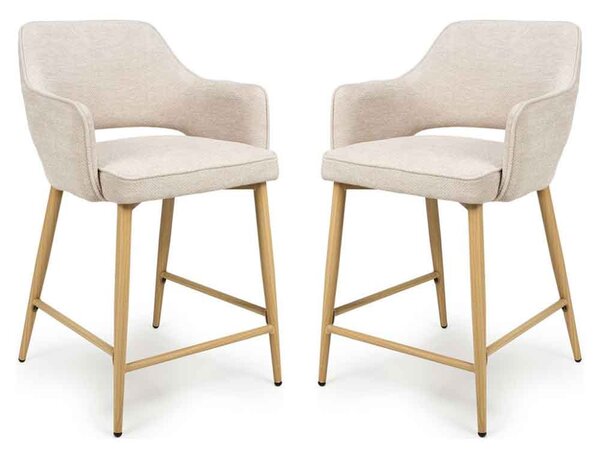 Eureka Natural Fabric Counter Bar Chairs with Oak Legs in Pair