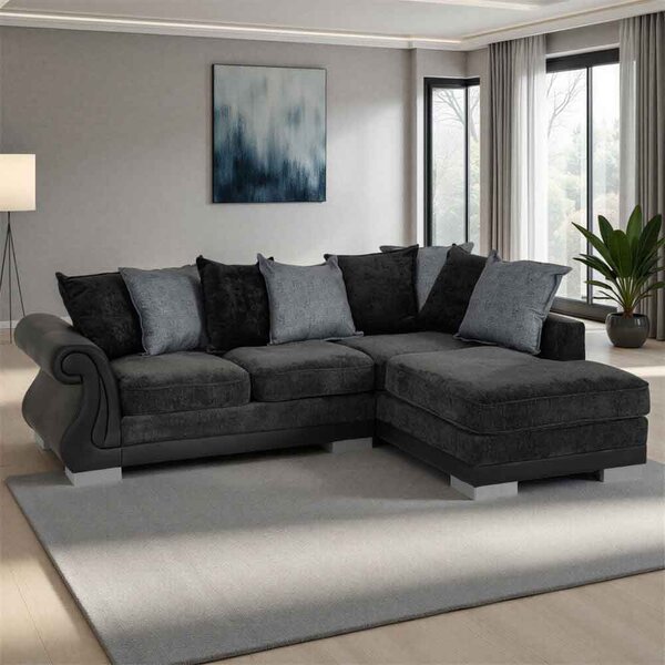 Emmaus Fabric Corner Sofa In Dark Grey