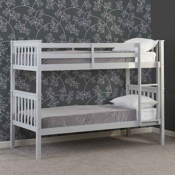 Formaro Wooden Bunk Bed With Ladder in Light Grey