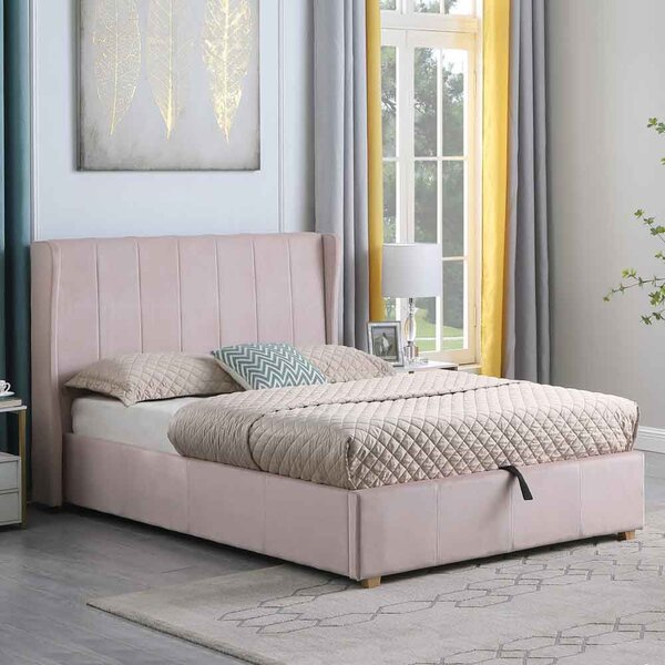 Ashburton Velvet Ottoman Storage Double Bed in Pink