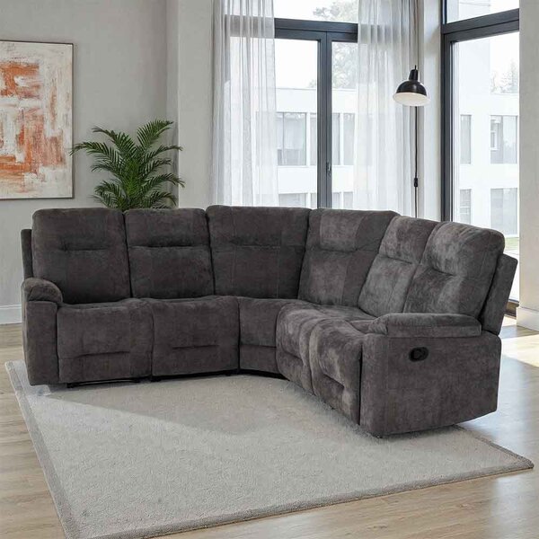 Halmstad Velvet Recliner Corner Sofa in Grey