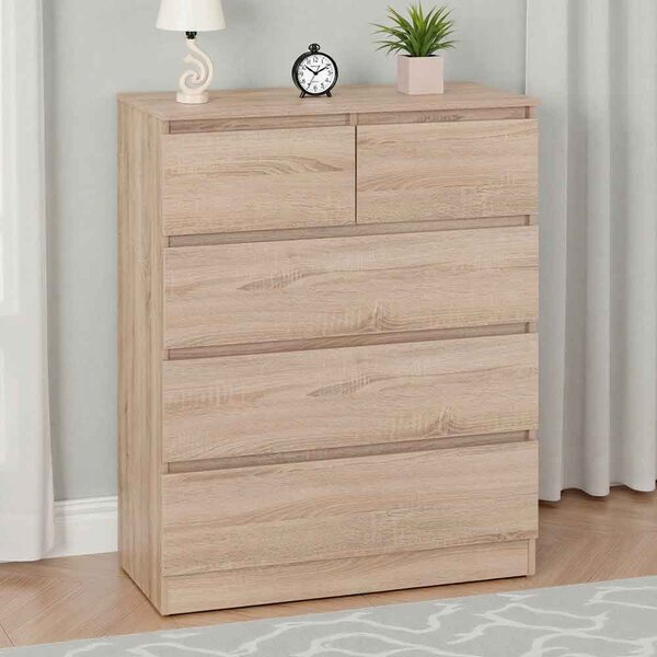 Mcgowan Wooden Chest Of 5 Drawers in Sonoma Oak