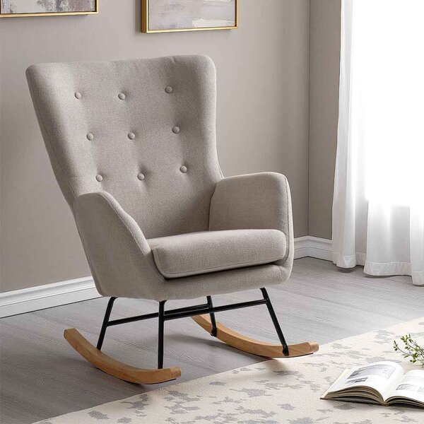 Livorno Fabric Bedroom Rocking Chair in Beige
