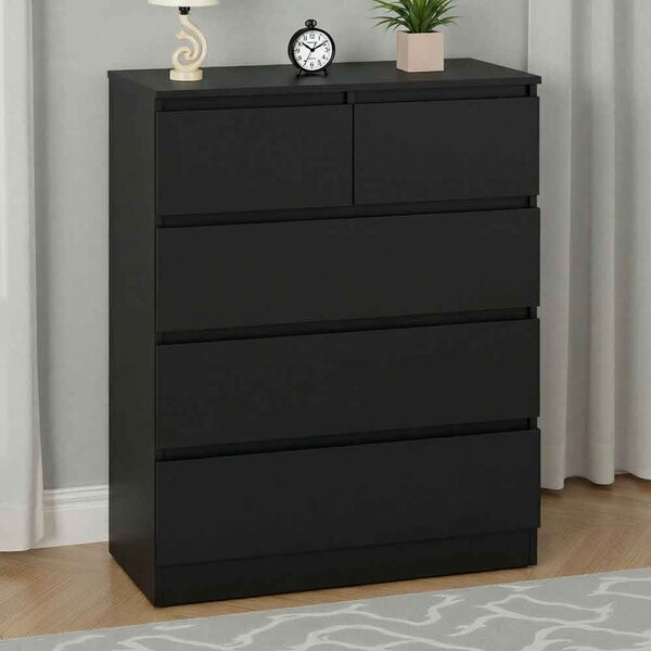 Mcgowan Wooden Chest Of 5 Drawers in Black
