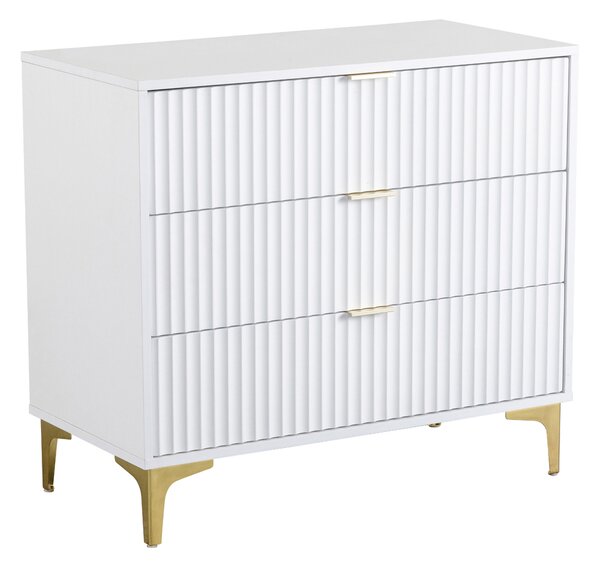 Merano Wooden Chest Of 3 Drawers in White and Gold