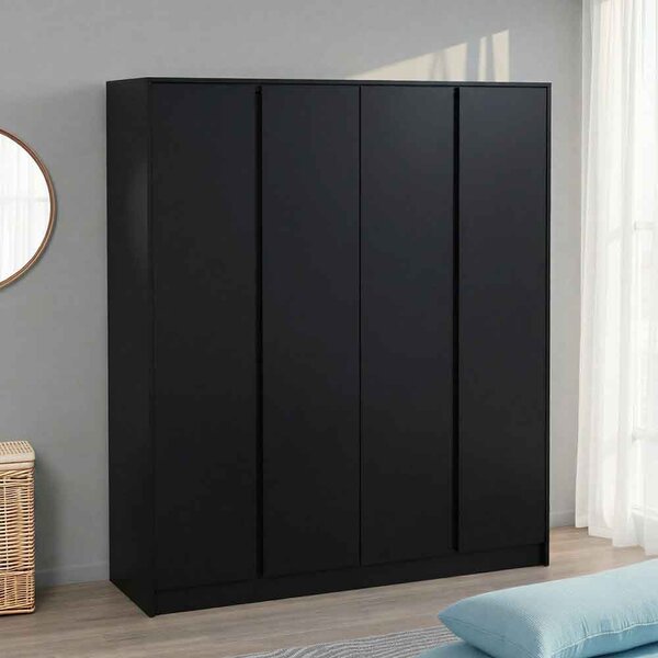Mcgowan Wooden Wardrobe With 4 Doors in Black