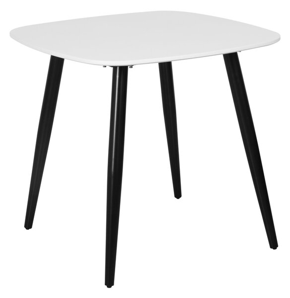 Square Dining Table, White Painted Top With Black Tapered Legs