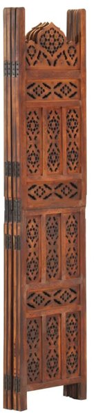 Hand carved 4-Panel Room Divider Brown 160x165 cm Solid Mango Wood