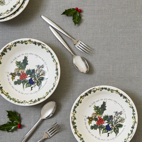 The Holly and the Ivy Set of 6 Pasta Bowls White