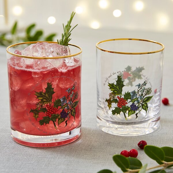 The Holly and the Ivy 4 Old Fashioned Glasses Clear