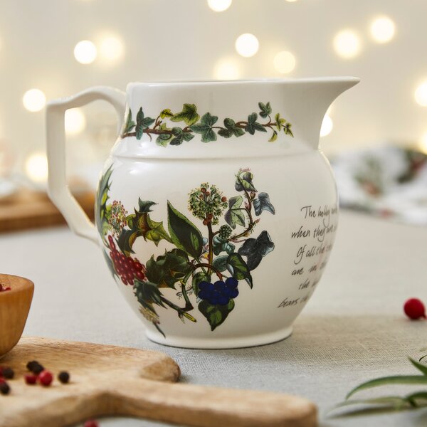 The Holly and the Ivy Staffordshire Jug White