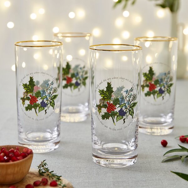 The Holly and the Ivy Set of 4 Hiball Glasses