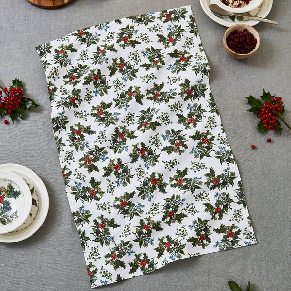 The Holly and the Ivy Tea Towel Green