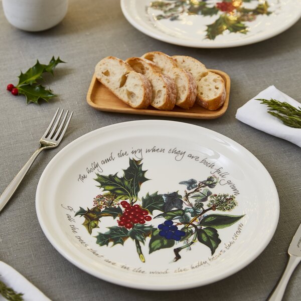 The Holly and the Ivy Set of 6 Dinner Plates White