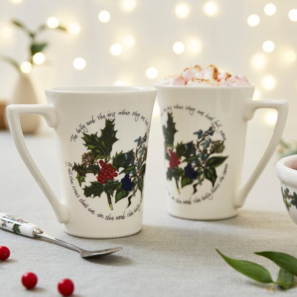 The Holly and the Ivy Set of 2 Mugs White