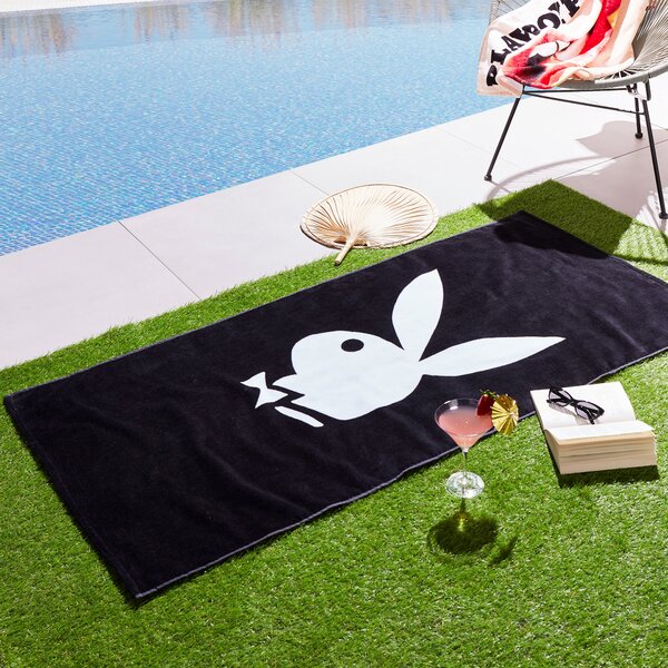 Playboy Classic Bunny Beach Towel 76cm x 160cm Black White