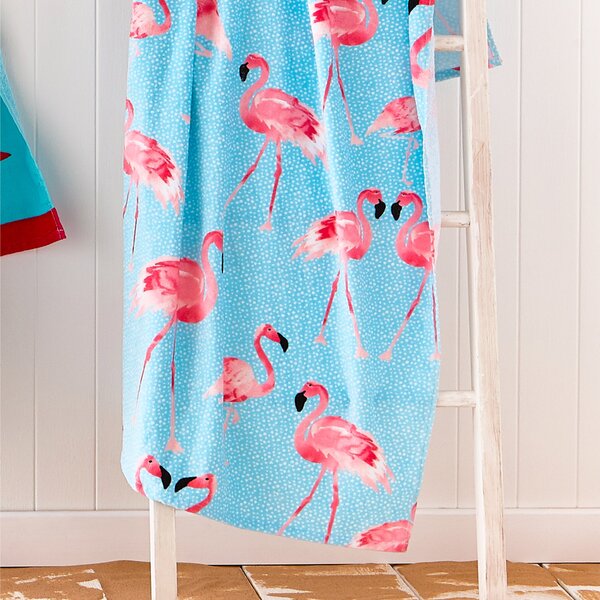 Catherine Lansfield Flamingo Beach Towel 76cm x 160cm Blue