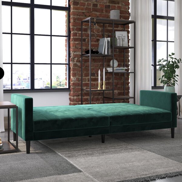 Liam Velvet Clic Clac Green Double Sofa Bed