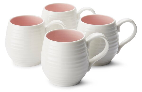 Set of 4 Sophie Conran for Portmeirion Pink Honey Pot Mugs White