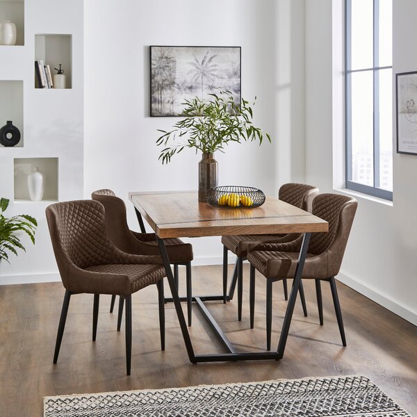 Montreal Set of 2 Dining Chairs, Faux Leather Brown