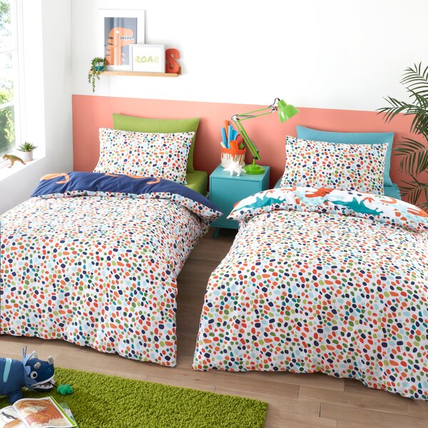 Bright Dino Twin Pack Duvet Cover and Pillowcase Set