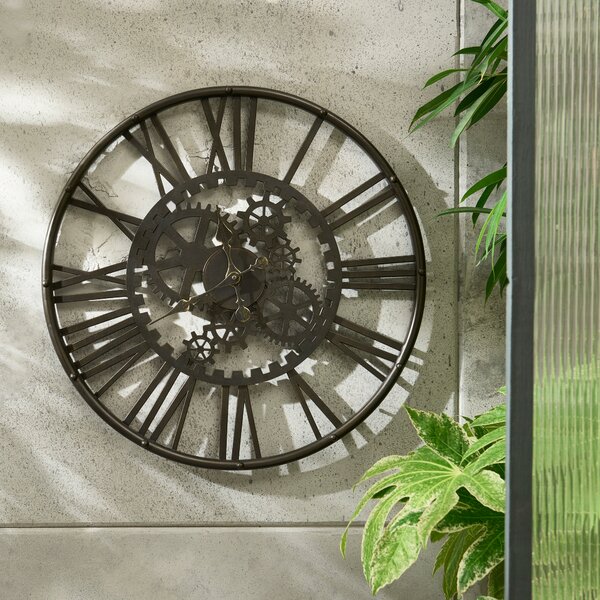 Indoor Outdoor Cogs Clock 60cm Black