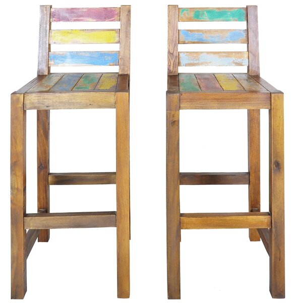 Bar Stools 2 pcs Solid Reclaimed Wood