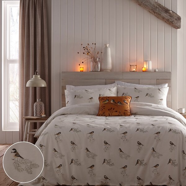 Dreams & Drapes Chickadees Duvet Cover Bedding Set Natural