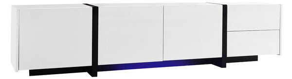 High-Gloss Black and White TV Cabinet with 3 Doors, Ample Storage, Modern TV Stand for Living Room, 170L x 29.5W x 40H cm, Black+White Aosom UK