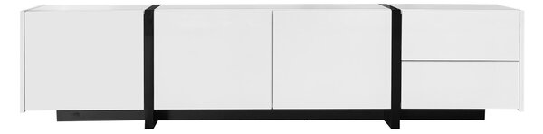 High-Gloss Black and White TV Cabinet with 3 Doors, Ample Storage, Modern TV Stand for Living Room, 170L x 29.5W x 40H cm, Black+White Aosom UK