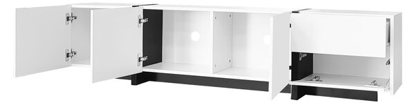 High-Gloss Black and White TV Cabinet with 3 Doors, Ample Storage, Modern TV Stand for Living Room, 170L x 29.5W x 40H cm, Black+White Aosom UK