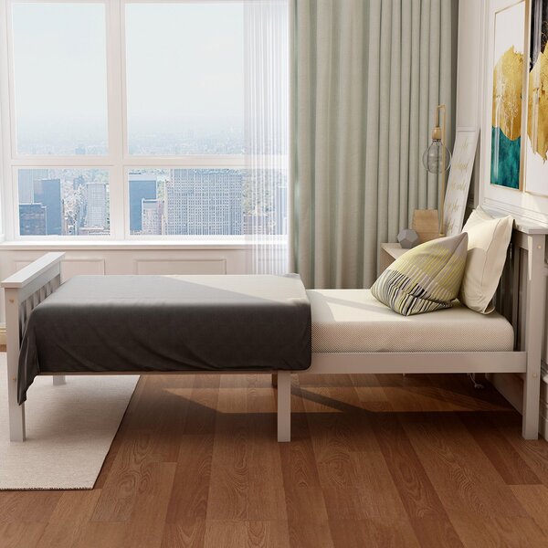 3ft Solid Pine Wooden Small Single Bed with Headboard and Footboard, Durable Construction Bed Frame for Adults and Kids, 190x90 cm, White Aosom.UK