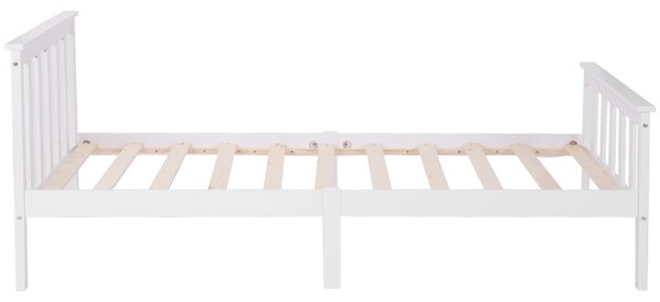 3ft Solid Pine Wooden Small Single Bed with Headboard and Footboard, Durable Construction Bed Frame for Adults and Kids, 190x90 cm, White Aosom.UK
