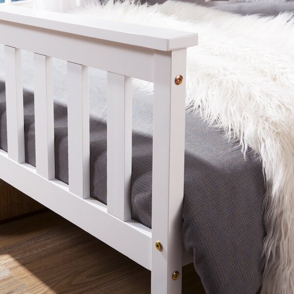 3ft Solid Pine Wooden Small Single Bed with Headboard and Footboard, Durable Construction Bed Frame for Adults and Kids, 190x90 cm, White Aosom.UK