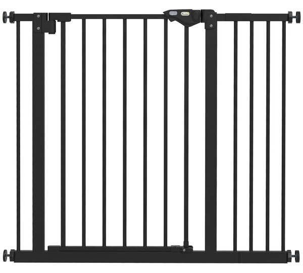 PawHut Dog Gate for Stairs Dog Gate Pet Gate with Openable Metal Frame, Slide and Lift the Handle to Pass, 74-94Wcm, Black Aosom UK