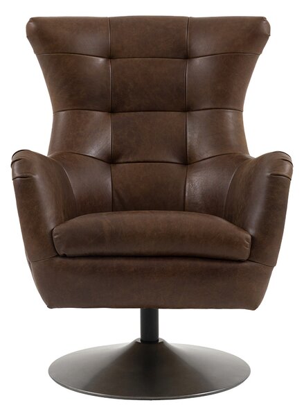 Scott Lounge Swivel Chair in Brown Leather